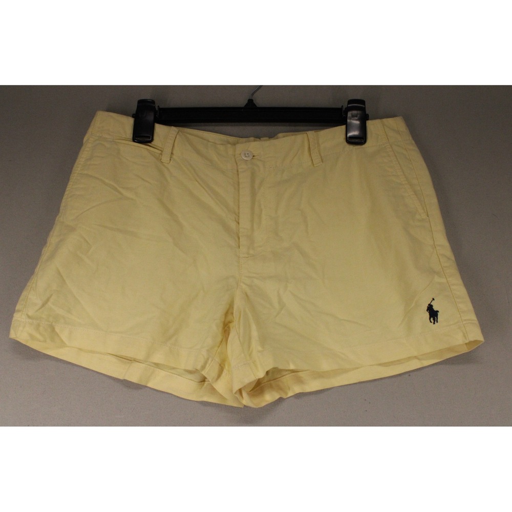 Polo Ralph Lauren Shorts Women 8 Yellow Cotton Oxford Pony Logo Preppy Coastal